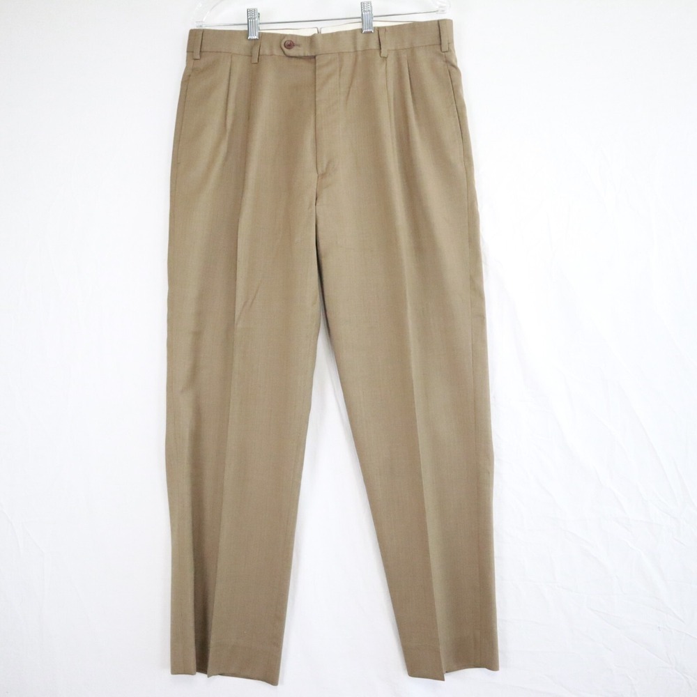 Brooks Brothers Pants Mens 35 Country Club Wool Dress Slacks Suit Pleated Brown‎